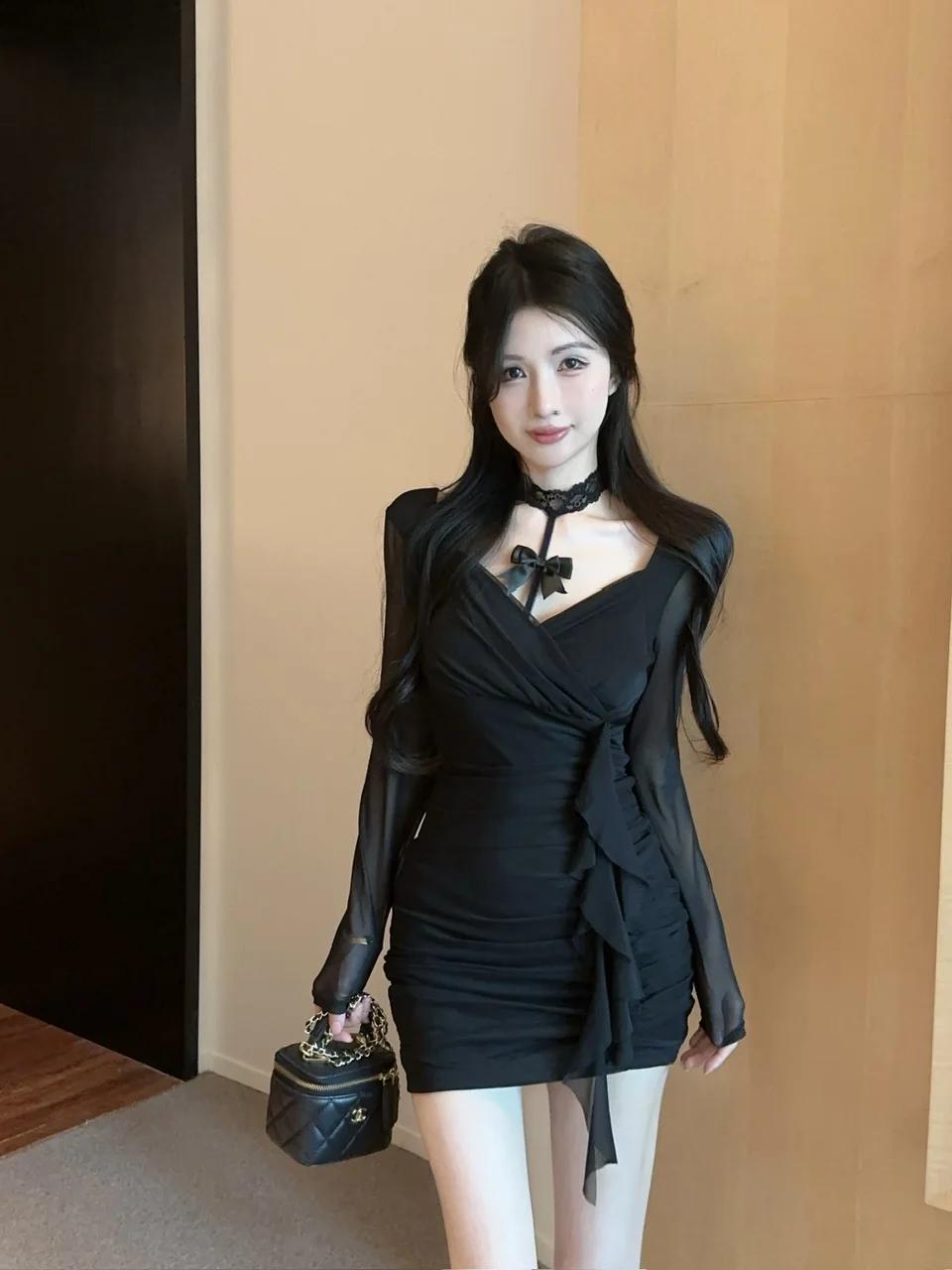 

Сексуальная женская осенняя облегающая юбка с квадратным воротником Sexy Me Splice, облегающая юбка с кружевной отделкой