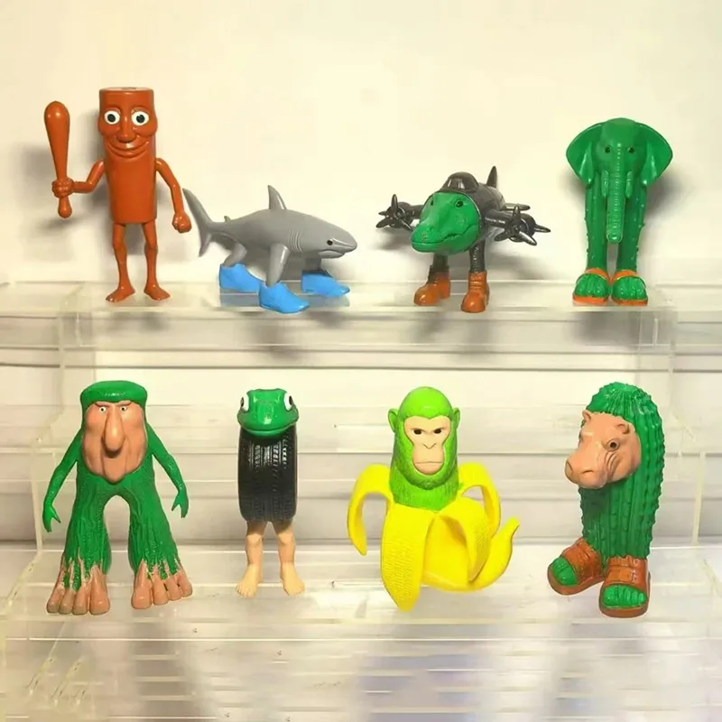 8 pièces italien Brainrot Anime figurines Tung Tung Tung Sahur ornements Figure drôle Meme PVC jouet modèle décor à la maison enfants cadeau