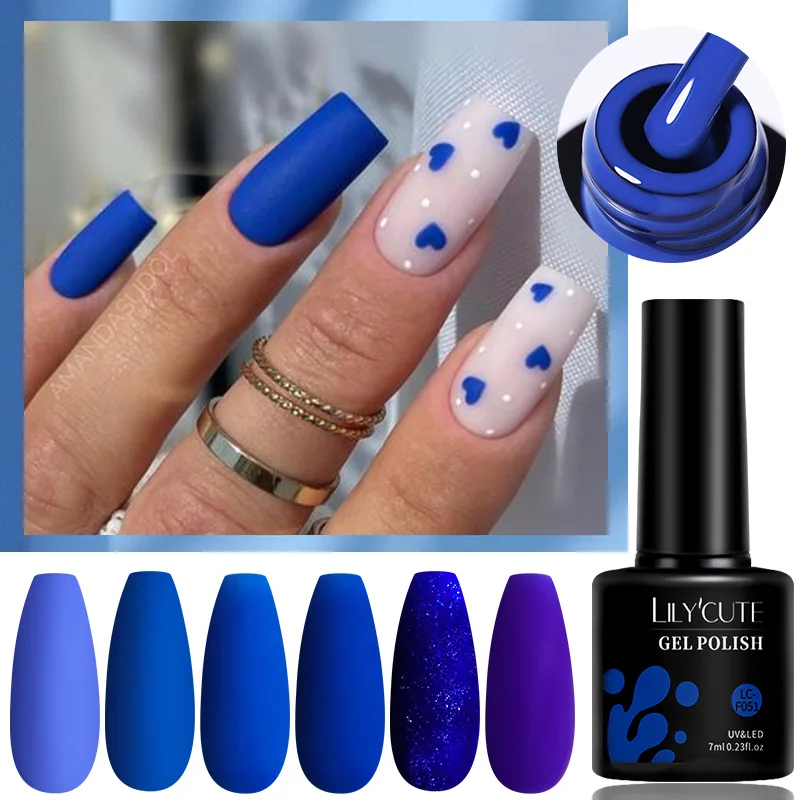 LILYCUTE 7ML Donkerblauw Gel Nagellak Herfst Winter Kleurrijke Serie Semi Permanente Matte Top Coat Nail Art Manicure Gel vernis