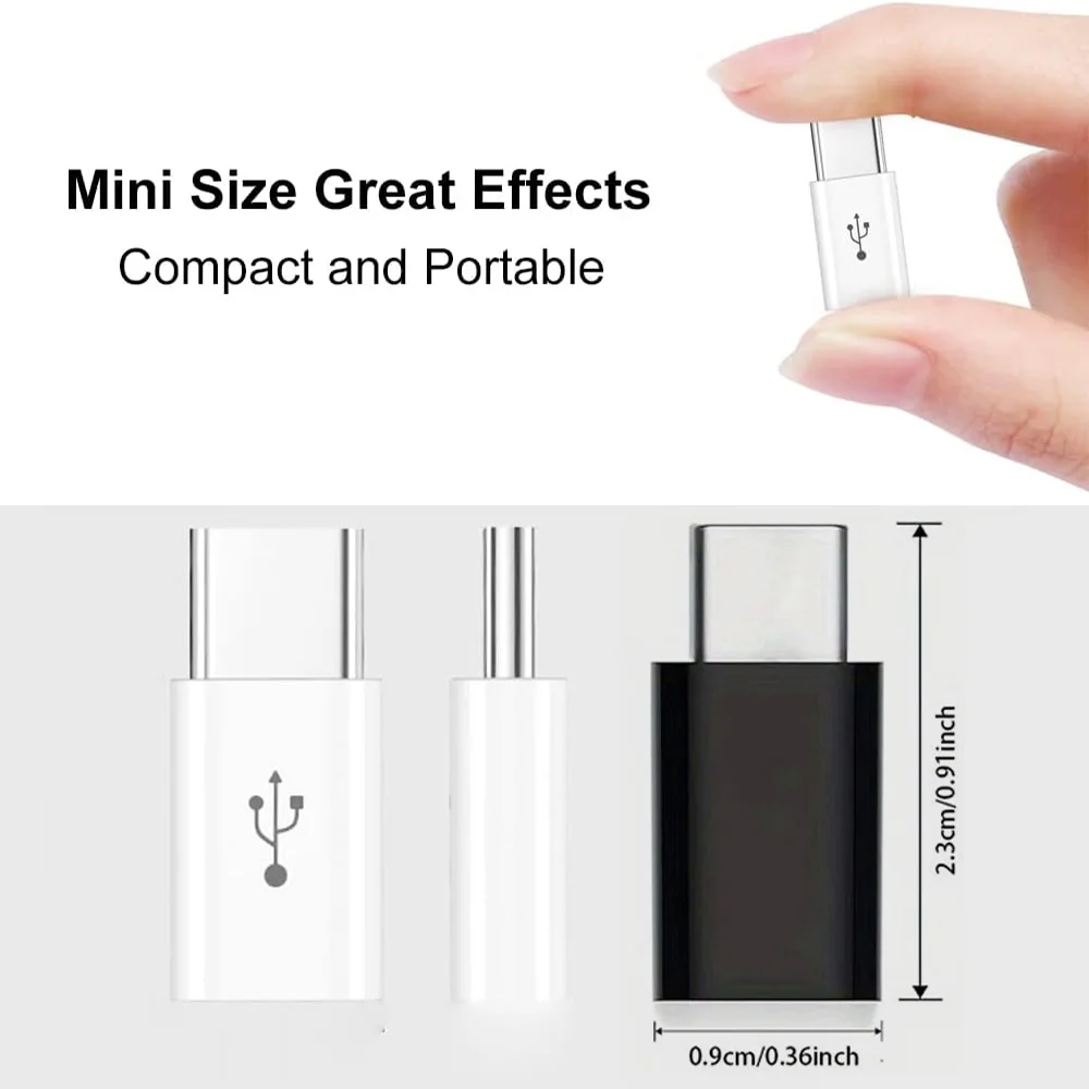 4 قطع مايكرو USB إلى USB C، مايكرو USB أنثى إلى USB-C ذكر OTG محول آيفون، لسامسونج جالاكسي، الهواتف من النوع C، الأجهزة اللوحية والمزيد