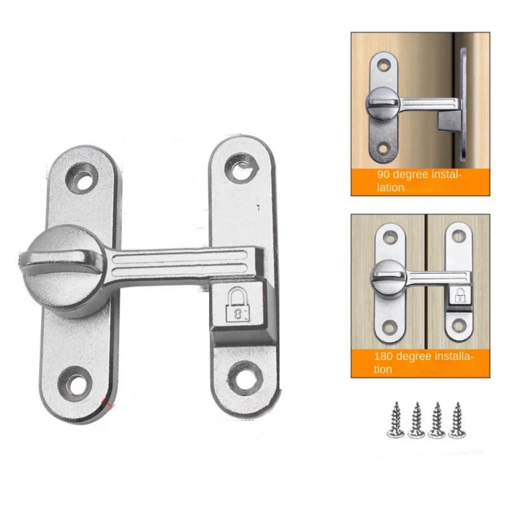 

Портативный замок для раздвижных дверей из цинкового сплава, 90/180 градусов, легко устанавливаемый, с защелкой, антивандальный, защитный замок для дверей и ворот