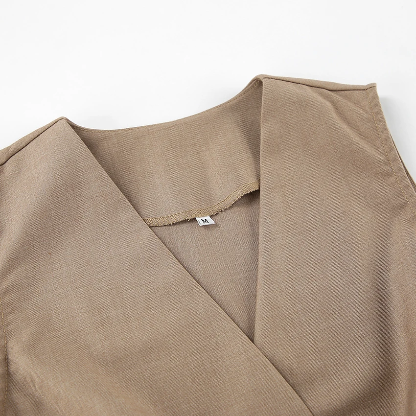 Gilet monopetto da ufficio Linad con pantaloni lunghi a vita alta Set da 2 pezzi Elegante top con scollo a V Pantaloni a gamba larga con tasche
