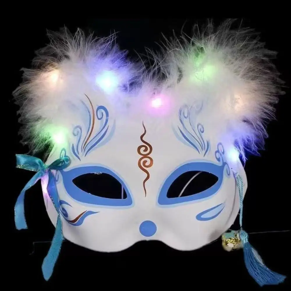 Fun Luminous LED Mask Anime Half Face Cat Masks Cosplay Props Rave Costume Face Cover Party