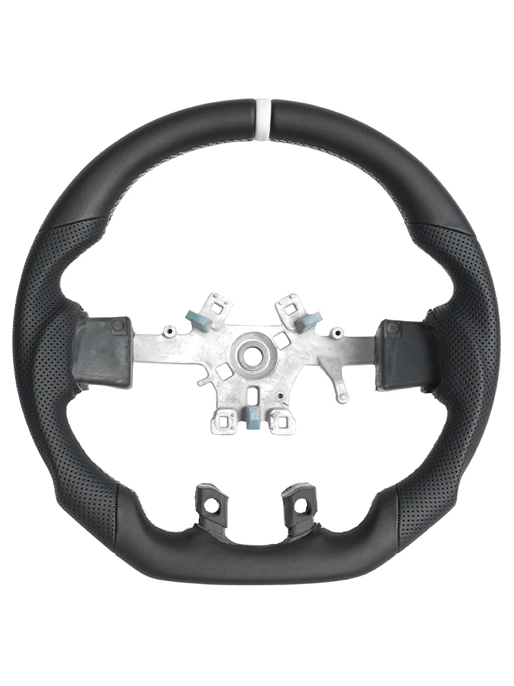 Volledig lederen stuurwiel voor Dodge Ram 1500 2500 3500 2013-2018 Maatwerk Verwarmd stuurwiel Witte stiksels Streep - afbeelding 2