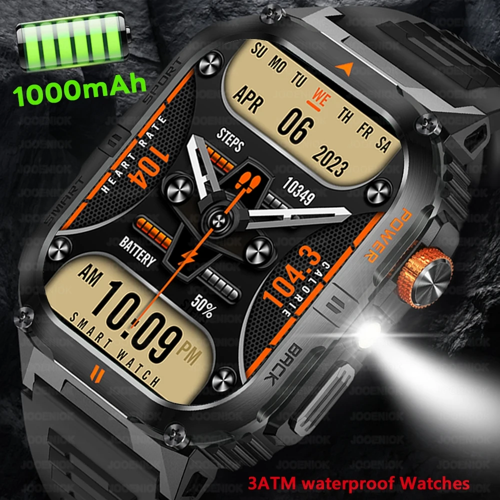 ChiBear جديد 1100mAh بطارية الساعات الذكية للرجل الرياضة في الهواء الطلق مصباح ليد جيب الرجال Smartwatch بلوتوث دعوة الرجال الساعات