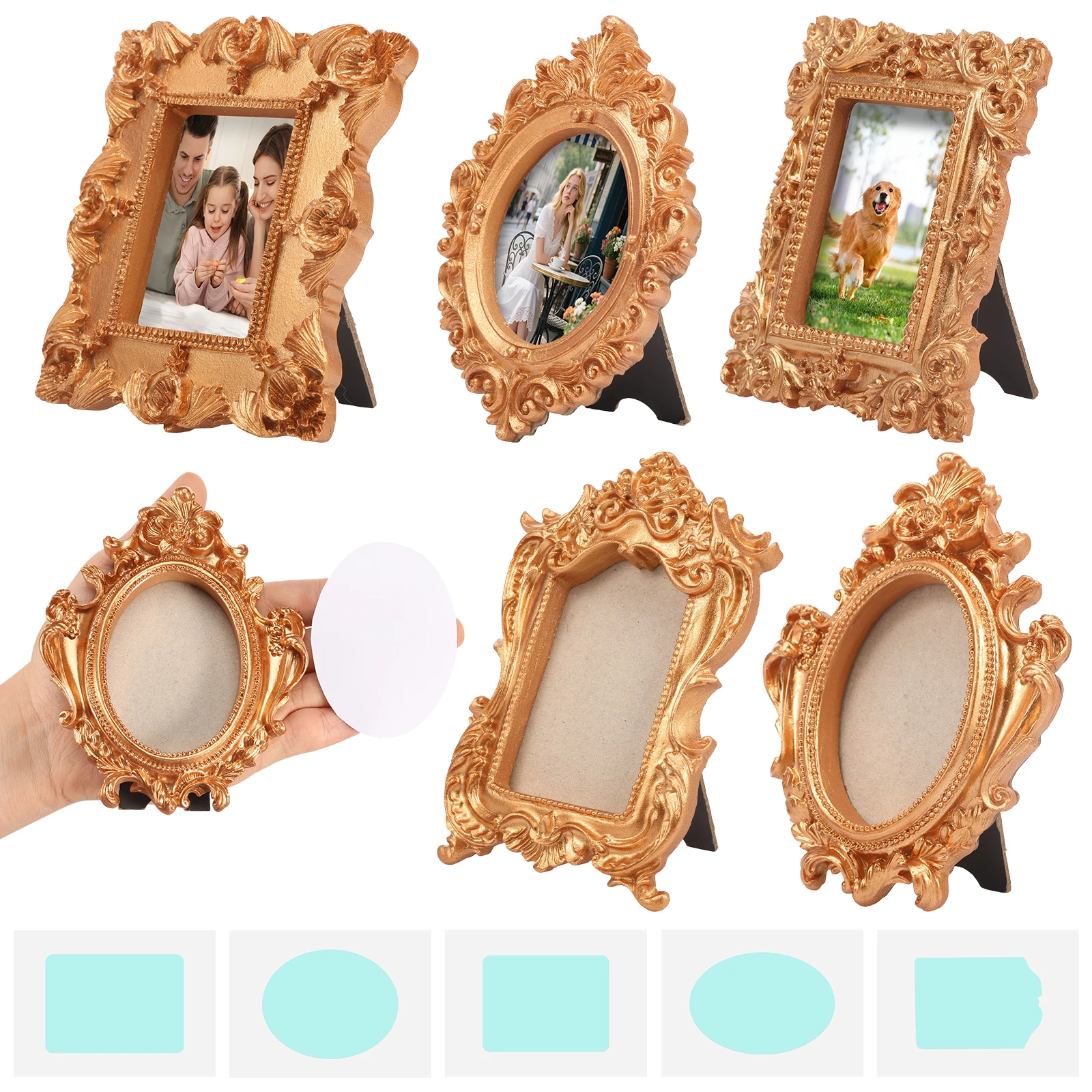 

5 шт. новая золотая винтажная фоторамка, художественные ювелирные изделия, декоративный фон для фотосъемки, реквизит для съемки, мини-рамка для фотографий, рамка для безделушек