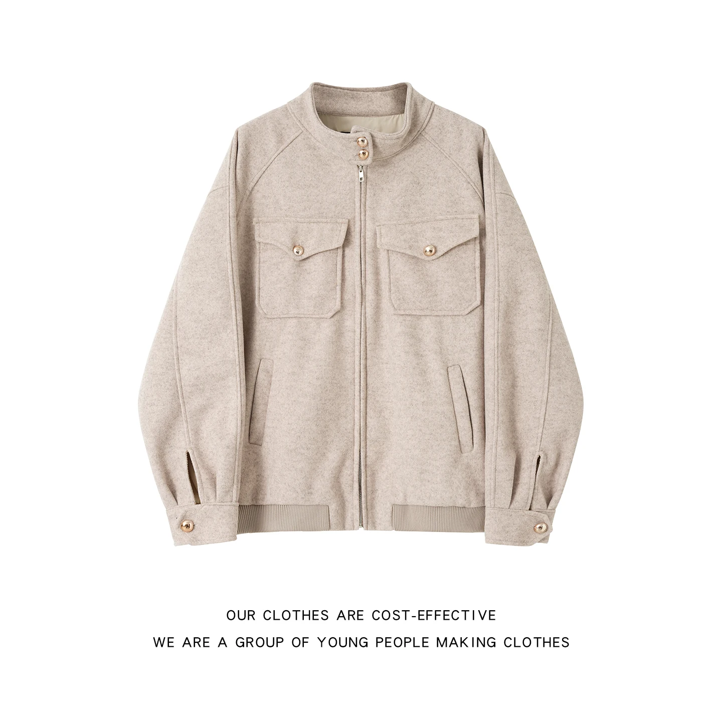

Oaeal Retro Stand Collar Woolen Jaet for Men Trendy Pilot Sle Casual Workwear Jaet Multi kets Loose Fit Summer