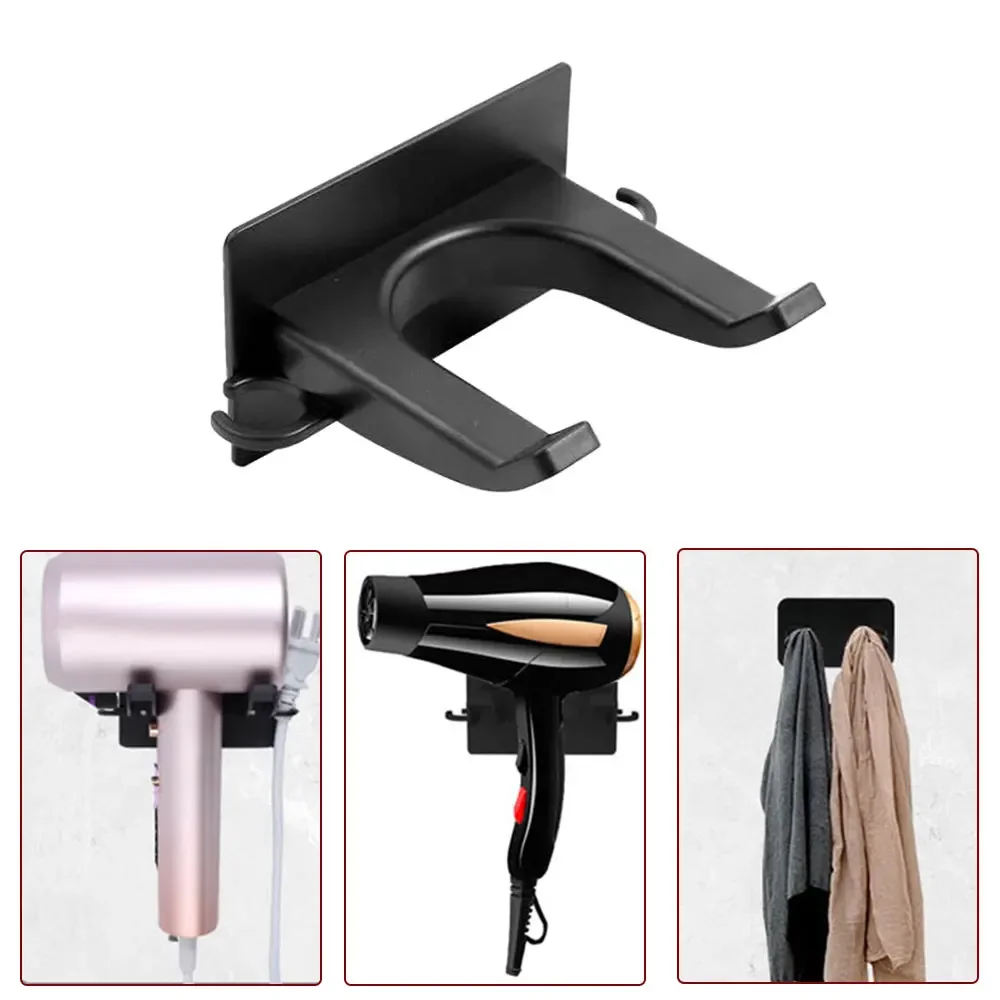 

1Pc Hair Dryer Holder Plastic Wall Mounted Punch-free Self-adhesive Organizer Shelves Home Rack Organization Accessories Shelf