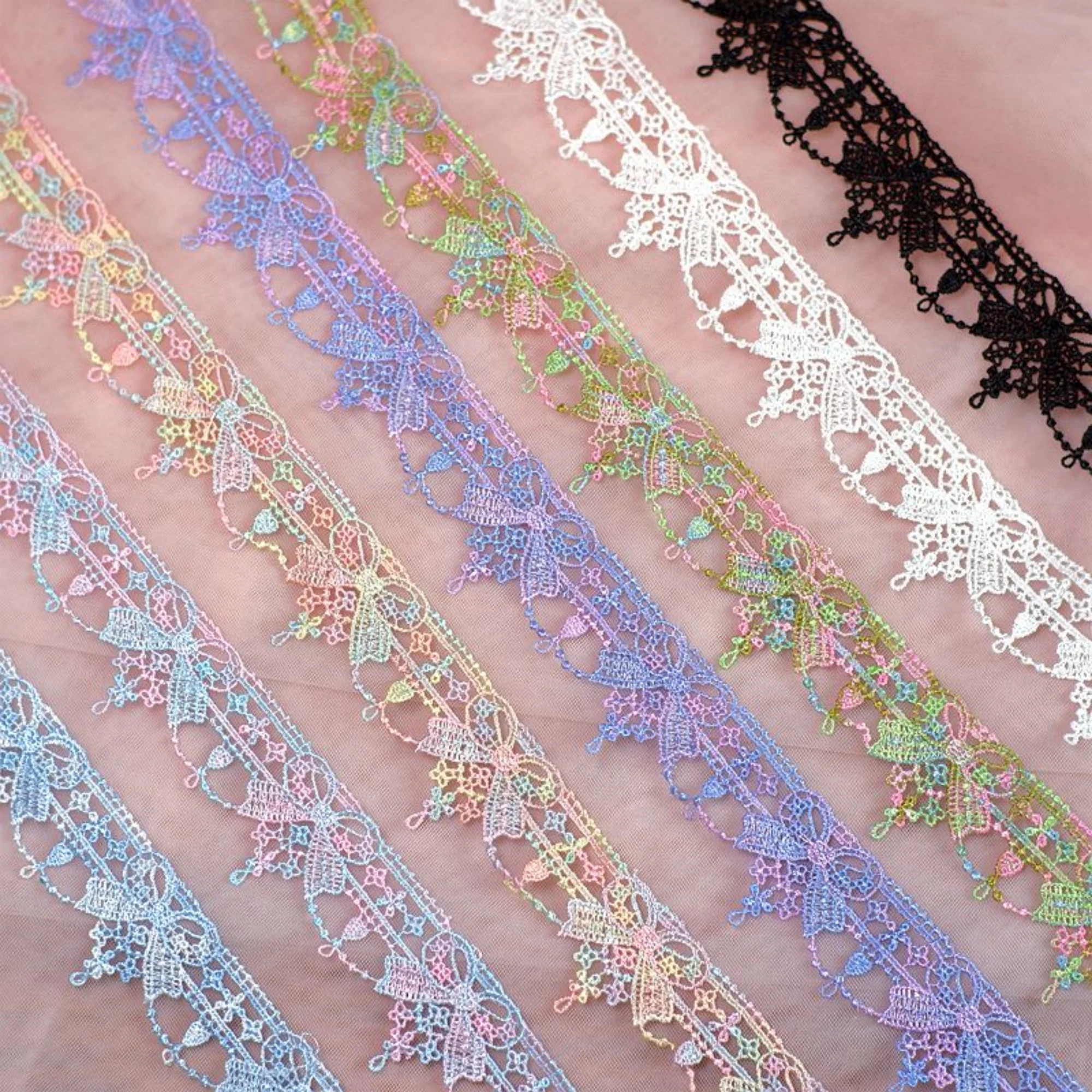 

1 meter 3.5cm lovely colorful lace trim,colorful embroidered lace, lace trim,scalloped trim lace for DIY dress