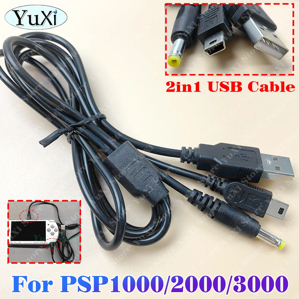 Charging USB Cable for PSP 1000/2000/3000 Data Transmission Power Charge Cable Cord For PSP 3001 3004 2001 2 in 1 USB Wire