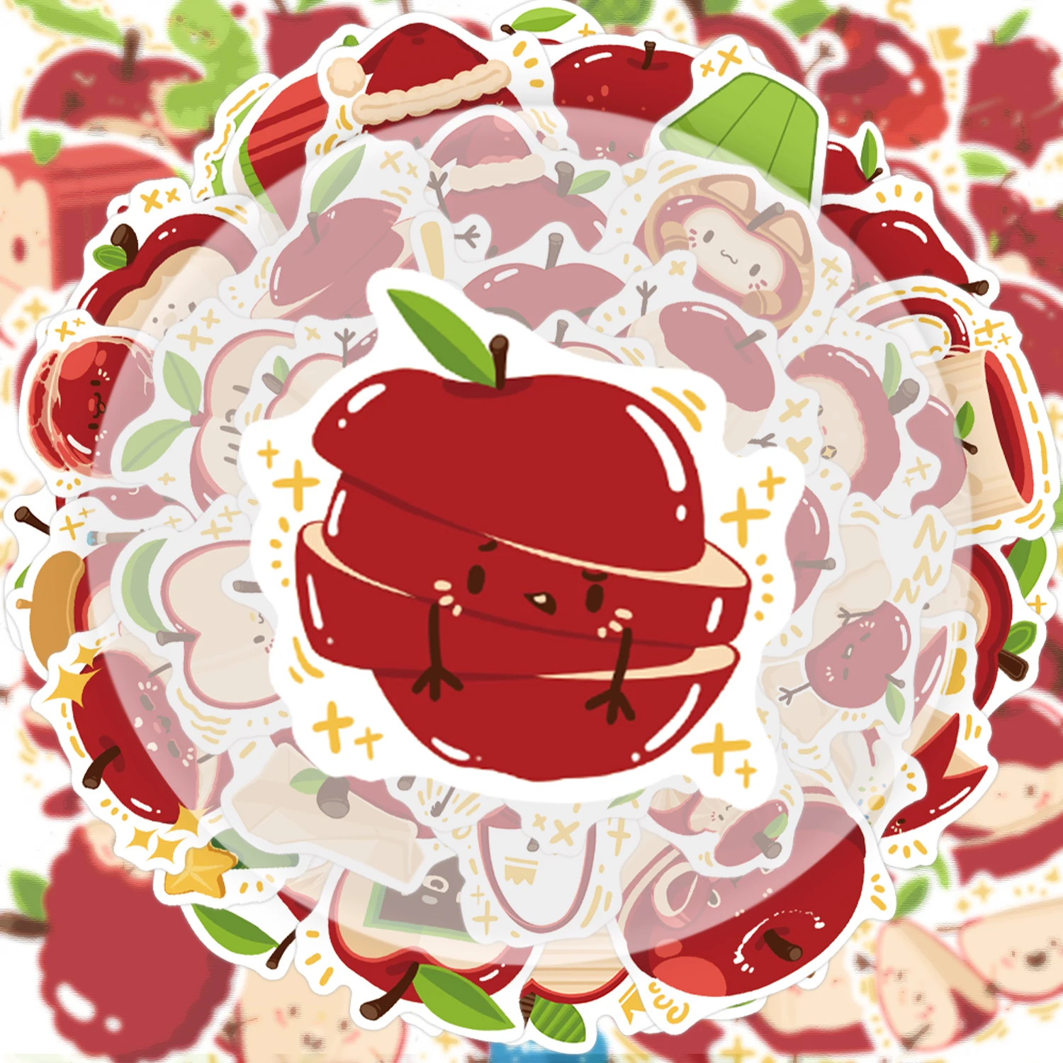 50 Pieces of Apple Paradise Graffiti Stickers, Suitable for Decorating Water Bottles, Laptops, Mobile Phones, Suitcases, Skateboards, Guitars, Gift Boxes, and Party Decorations