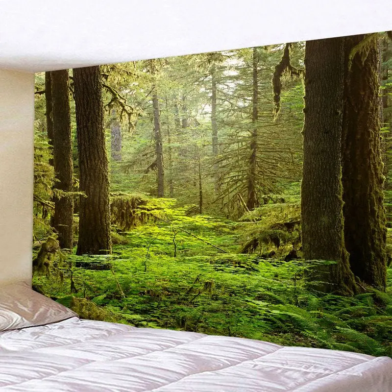 VIKAMA Forest Waterfall Landscape Tapestry Natural Scenery Background Cloth Bedroom Dormitory Living Room Aesthetics Home Decor