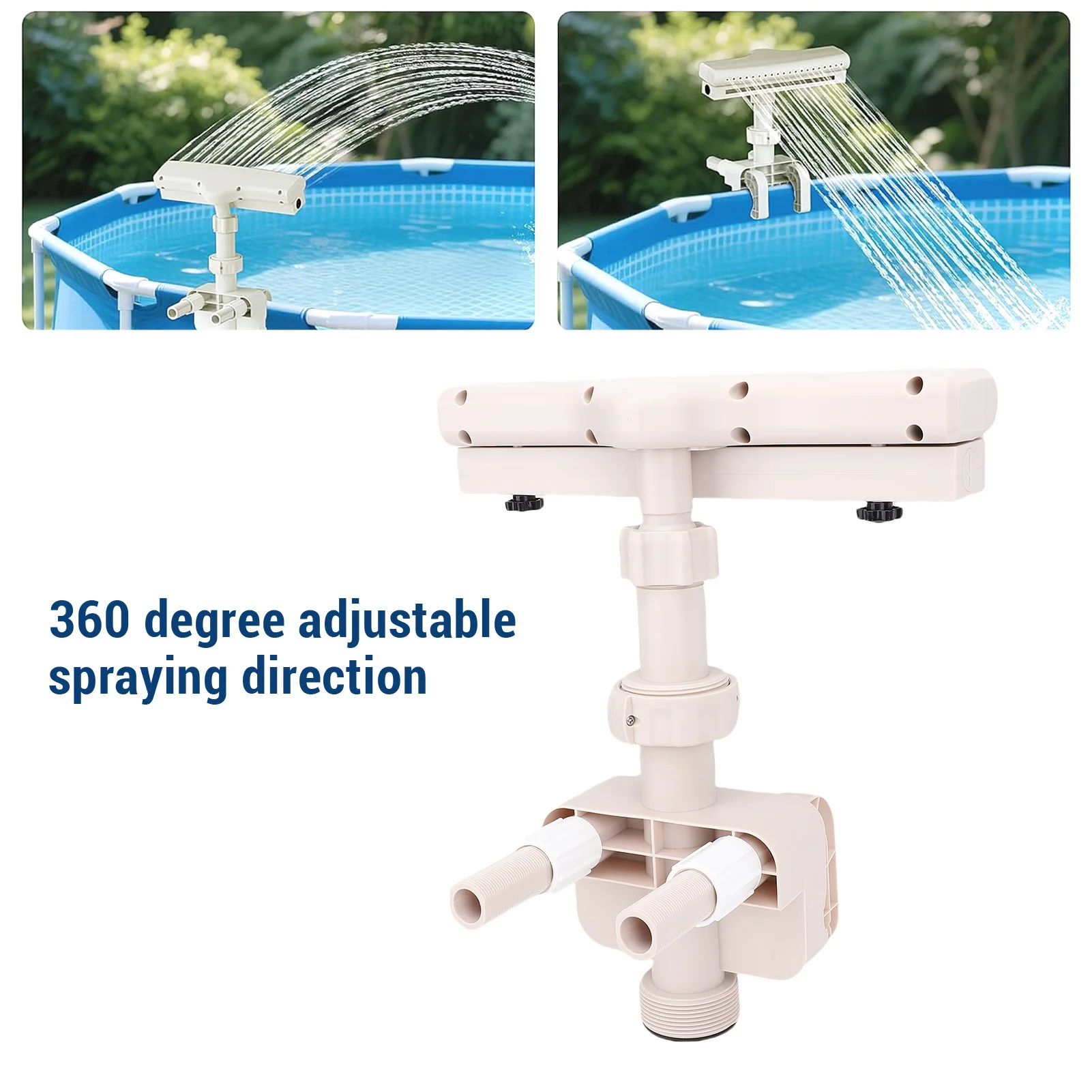 

Above Ground Pool Fountain with LED Lights 360 Degree Pool Waterfall Fountain for Outdoor Decor Relaxation