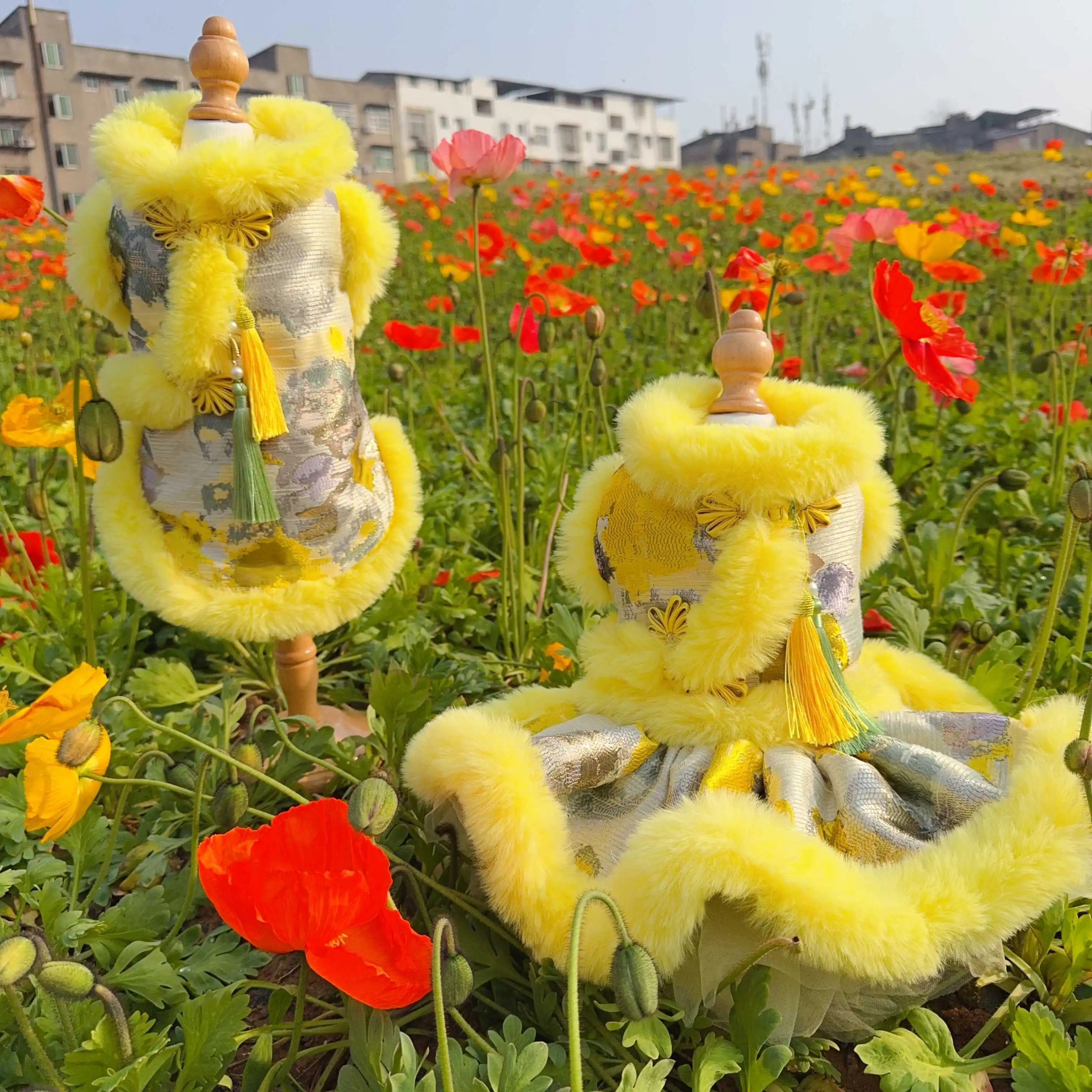 

Chinese Style Dog Cat Winter Coat Autumn Winter New Thickened Soft Princess Dress For Small Dogs Cats Schnauzer Bichon Clothes