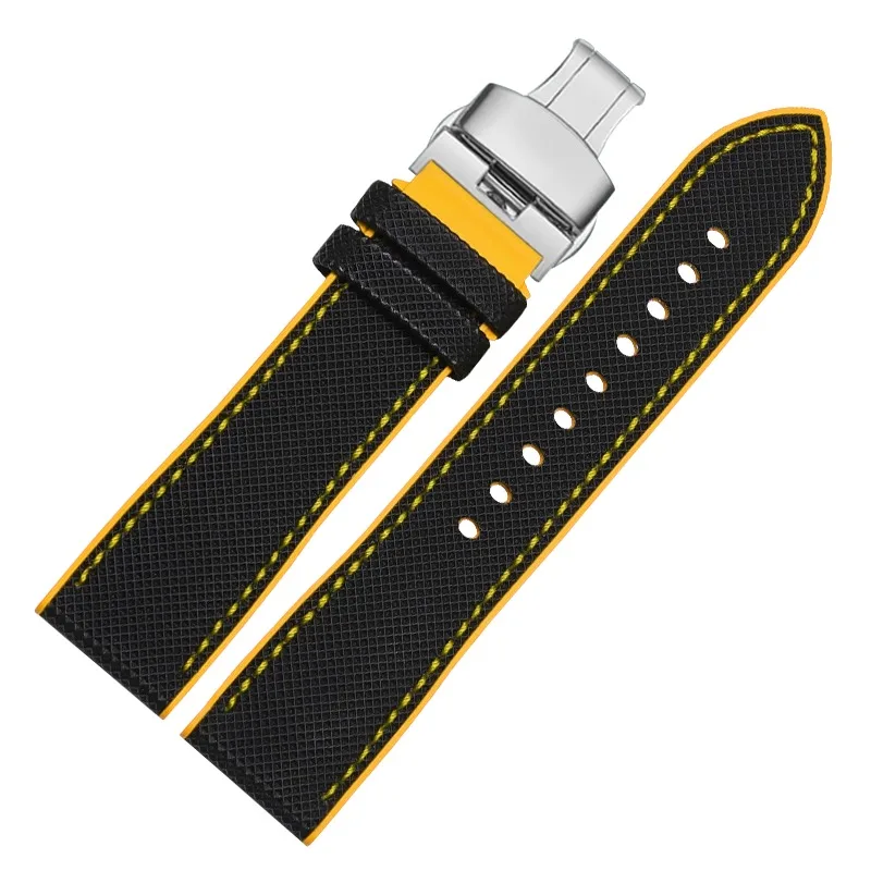 For ZENISH Pilot series 29.2430 Bronze Big Fly Nylon Rubber Bottom watch strap 20 22 23mm Men Waterproof blue orange black Strap