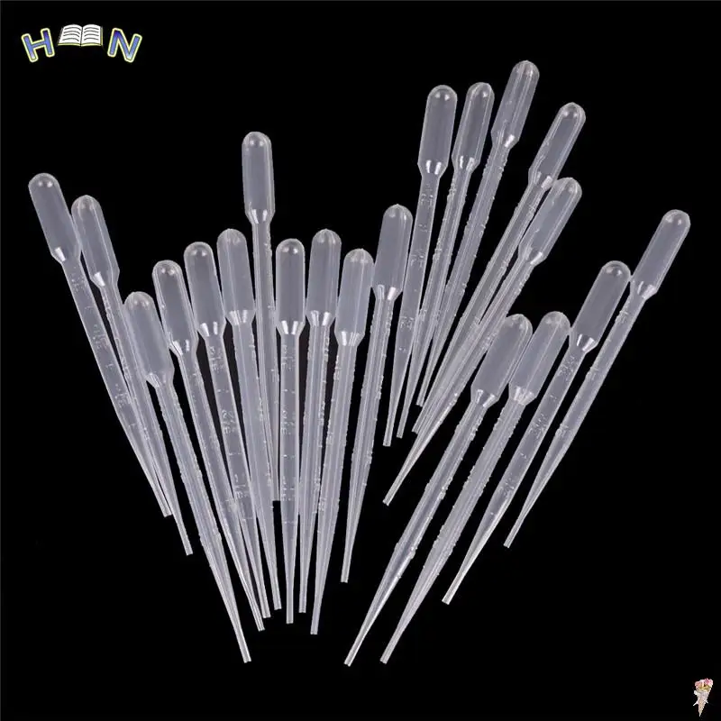 20PCS 3ml Disposable Safe Eye Dropper Transfer Graduated Pipettes Plastic Practical Transparent Pipettes Educational Supplies