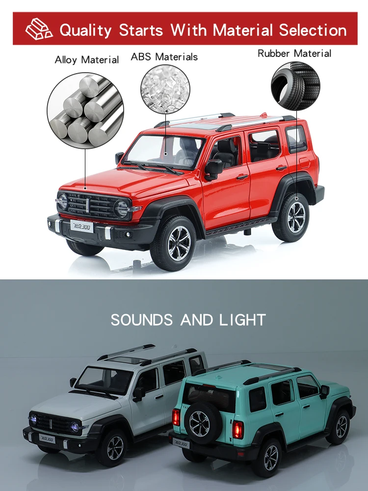 China Off-Road SUV Wey Tank 300 Simulation Exquisite Diecasts & Toy Vehicles Black Manba 1:24 Alloy Collection Model Metal Car