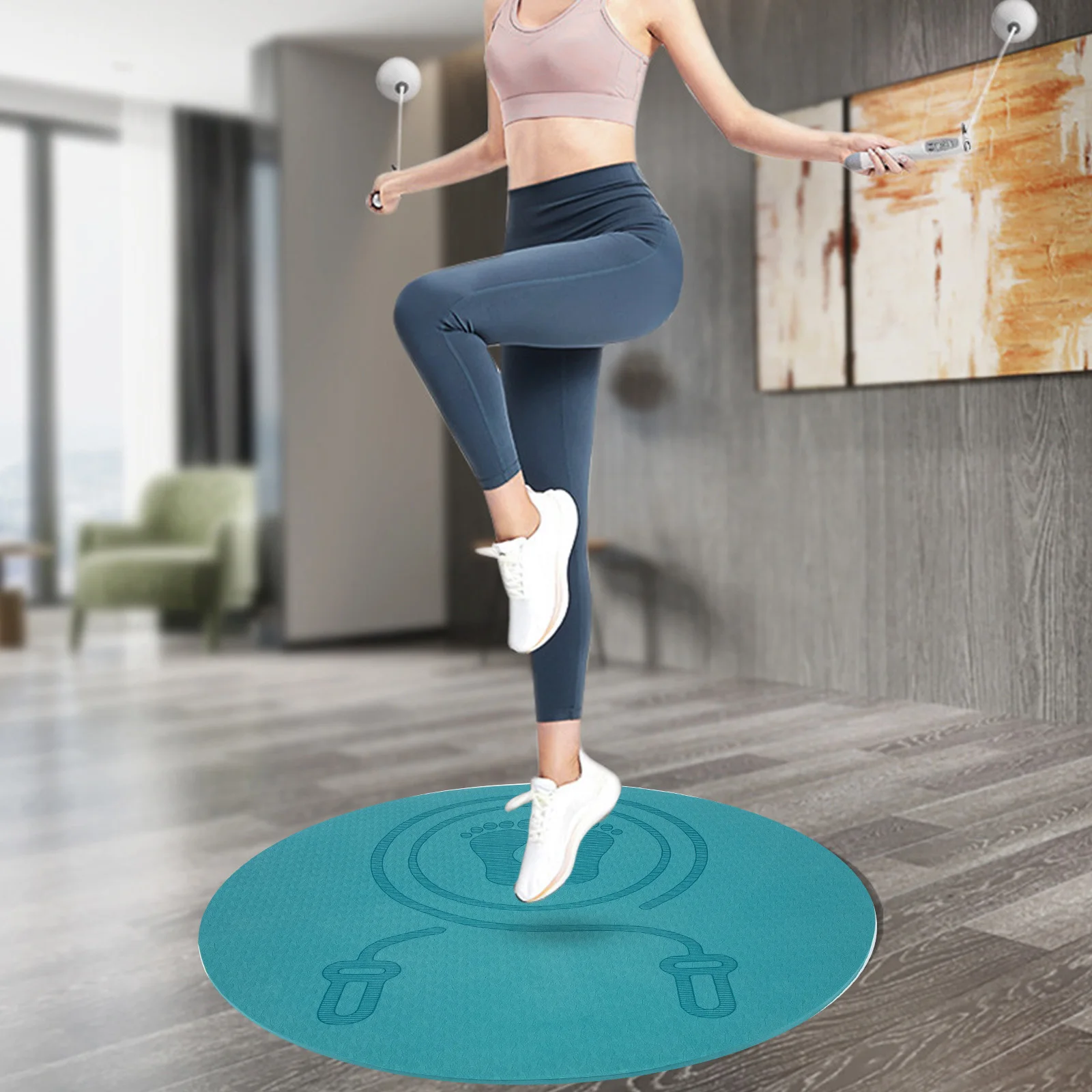 

Premium Anti-Slip Jumping Shockproof Exercise Cushion Mute Fitness Indoor Rope Jumping Floor Pad Non-Slip Yoga Mat Soundproof