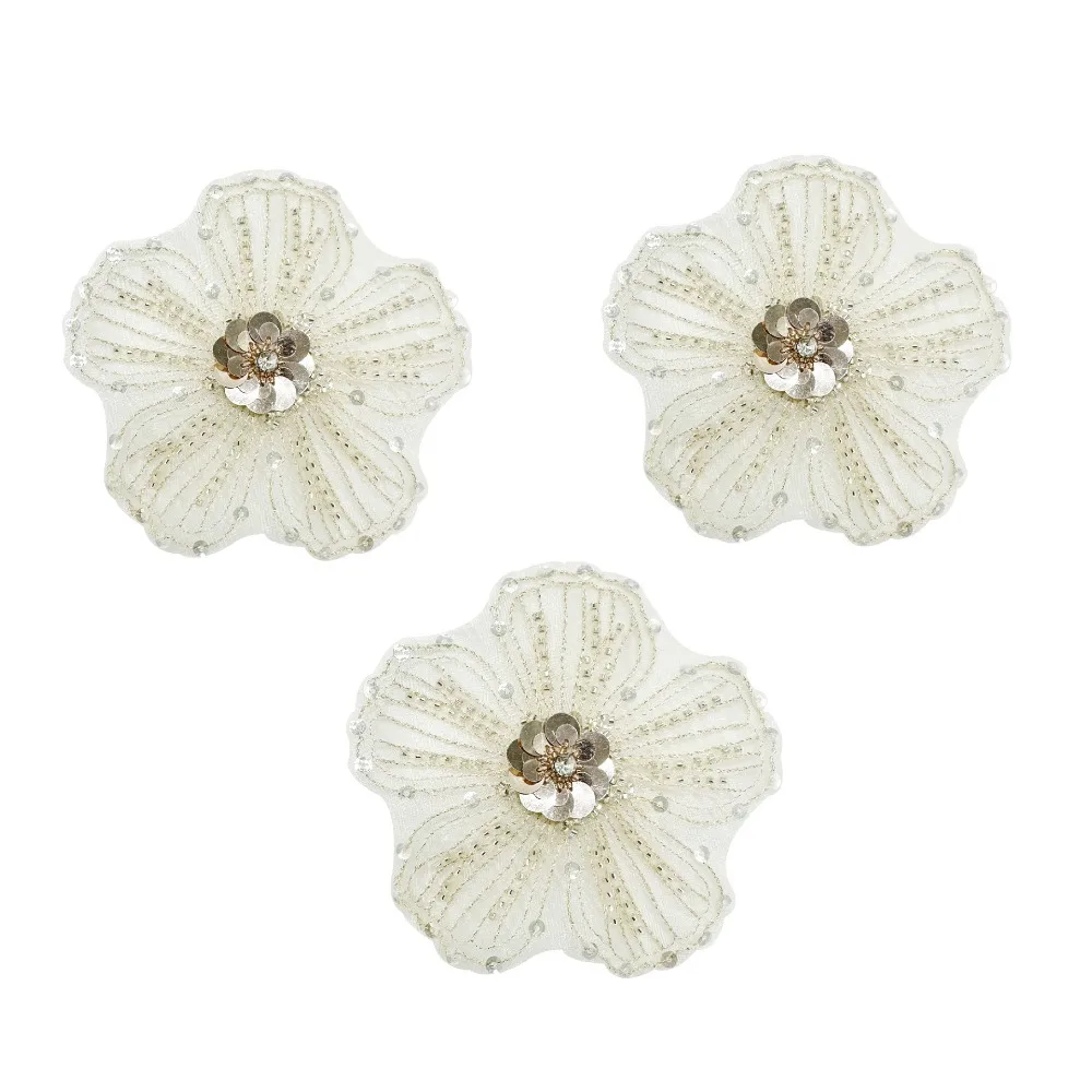 Clothing Accessories Chest Flower Studded Collar Dress DIY Decorative Sequin Flower Pattern Stickers Embroidered Lace Fabric