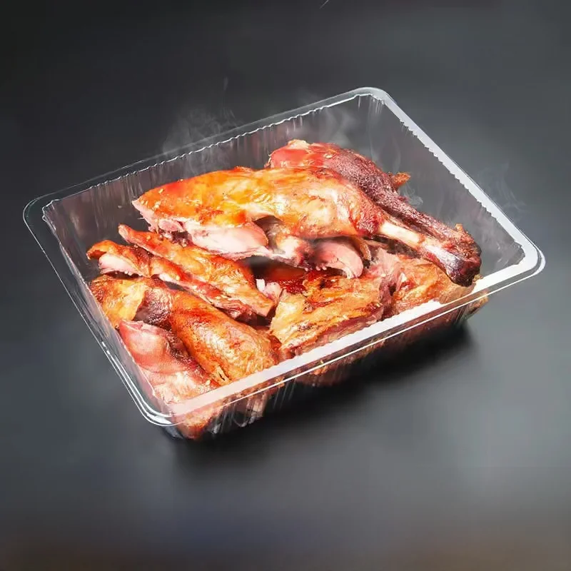 

Food ade Disposable Plastic Du Box Transparent Rectangular Chien Roast Meat Takeout Container Chinese Cuisine Paaging...