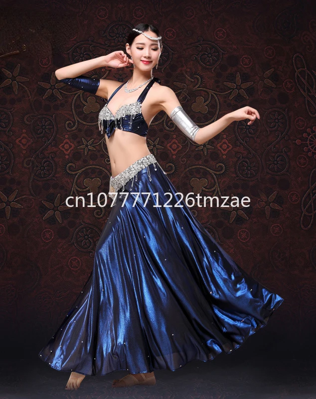 2020 New Belly Dance Costume Adult Female Performance Costume Pearl Embroidery Bra Set Exercise Clothing Skirt