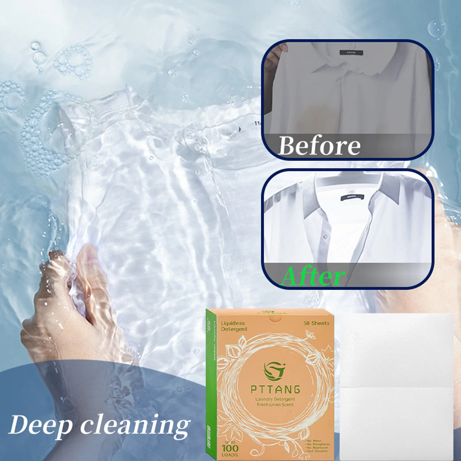 Laundry Detergent Sheets Ultra Concentrated Fast Dissolving Deep Cleaning Stain Removal for Travel and Machine Wash