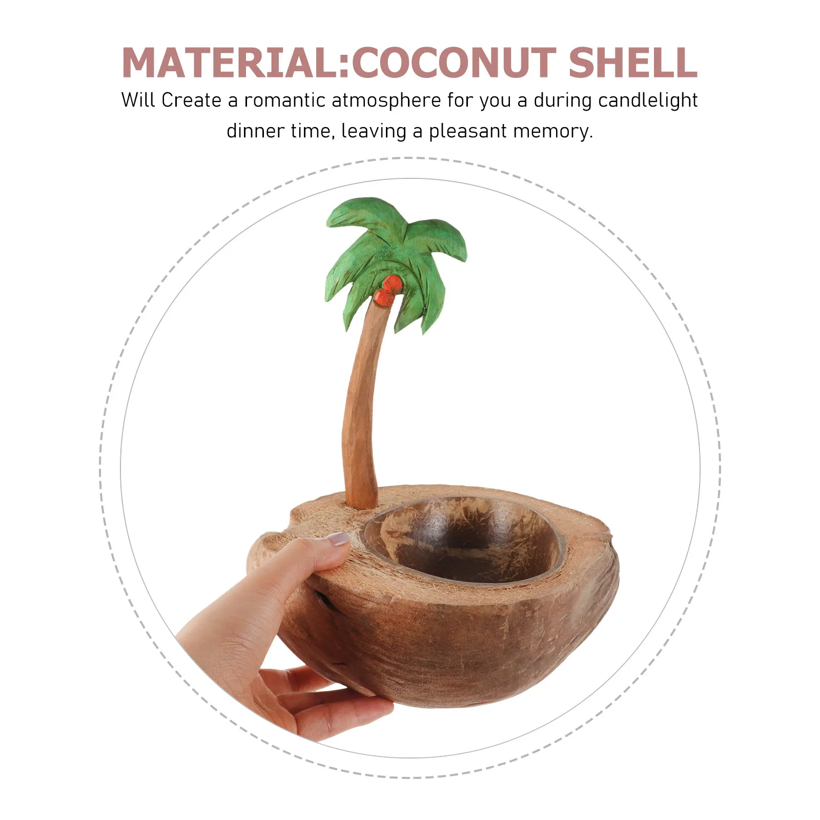 Coconut Candlestick Holder Handcrafted Shell Bowl Stylish Pillar Holder for Living Room Dining Table Evening Party
