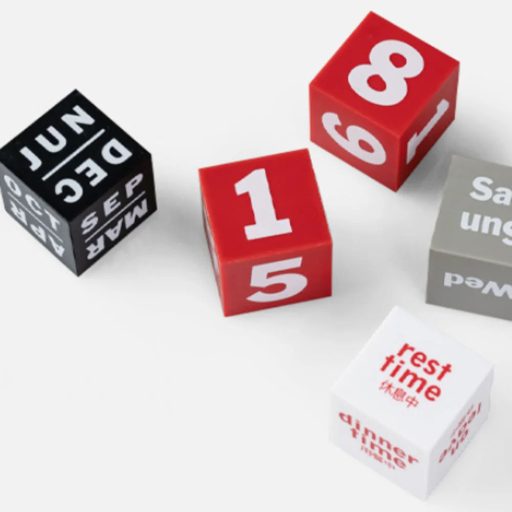 Creative Cube Shape Perpetual Calendar Date Display Ornaments Multi-function Desk Calendars Mini Stationery Phone Holder