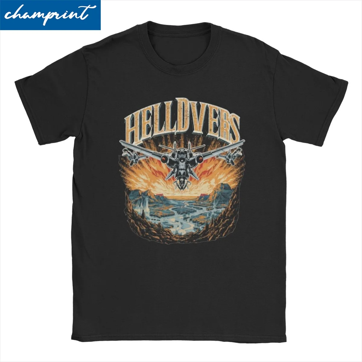 Retro Helldivers T-Shirt for Men Women Shooting Game Vintage 100% Cotton Tees Crew Neck Short Sleeve T Shirts Plus Size Clothing