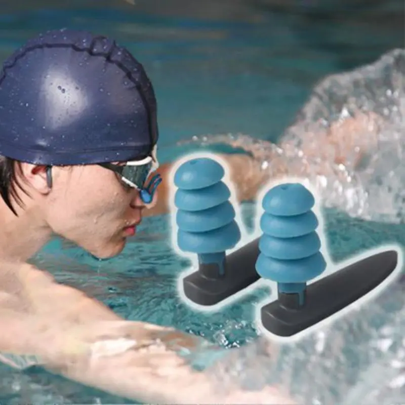 Bouchons d'oreille natation en Silicone souple, confortables, étanches, antibruit, réutilisables, pour Protection des