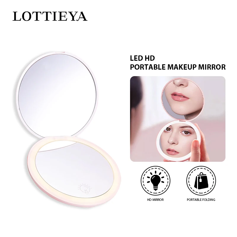 Makeup Mirror LED Light Multifunctional Flip Mirror Portable Portable Fill Light Makeup Mirror Mini Mirror Female Folding Tools