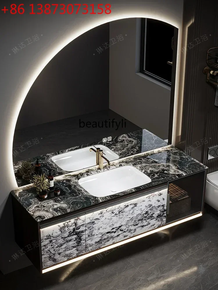 

High-end customized Italian light luxury stone bathroom cabinet combination washbasin cabinet