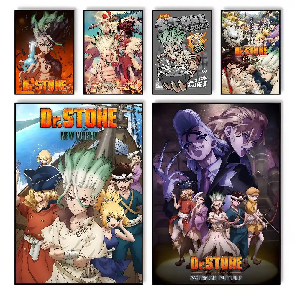 Dr STONE Ishigami Senku Shishio Wandkunst, Leinwand, HD-ästhetischer Druck, Papier, Wandkunst für Wohnzimmer, Bar, Mode, Heimdekoration