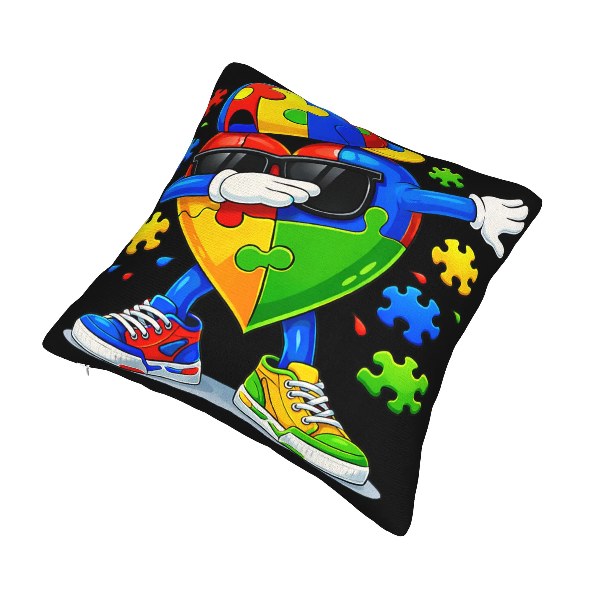 Decorative Pillow Covers Dabbing Puzzle Autism Awareness Product Seater  Pillow Case Cover Square Multi Size