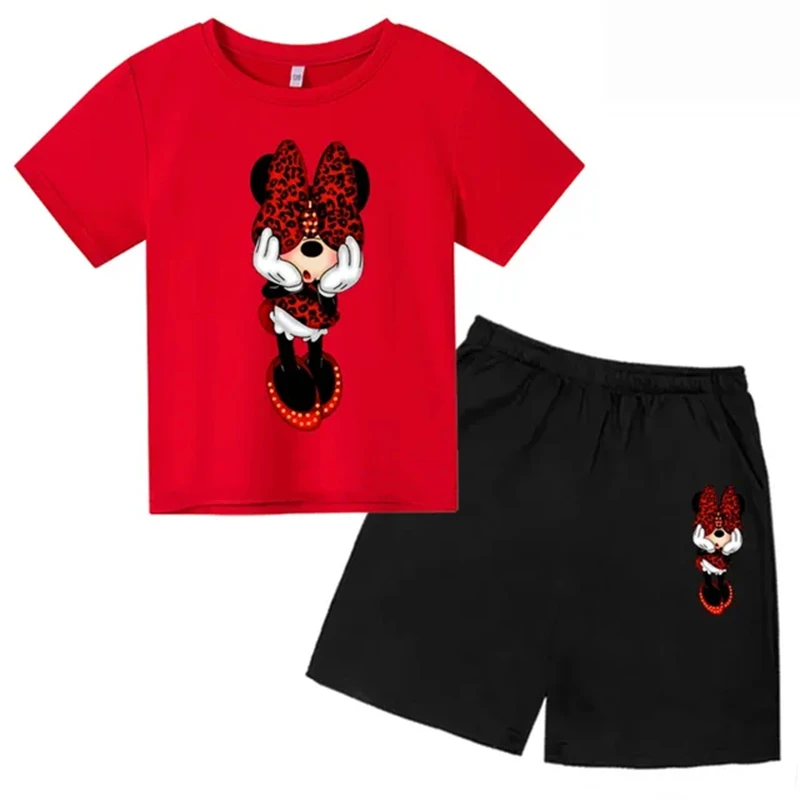 Mickey Mouse Zomer Kinderen Tiener Ronde Hals T-Shirts + Shorts Sets Geschiktheid 2-12 Jaar Jongens Meisje Casual Korte Mouw