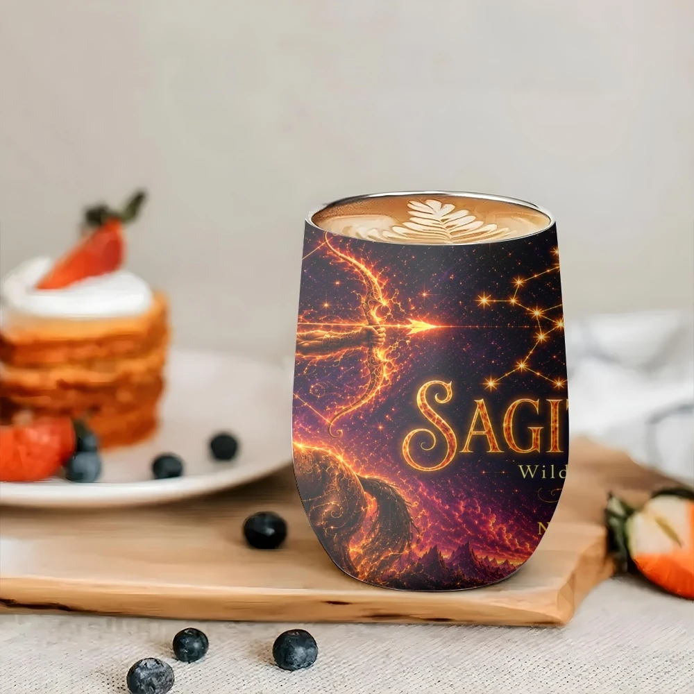 1-6 Twelve Constellations Vacuum Flasks 12oz Eggshell Cup With Lid Portable Coffee Cups Travel Household Office Drinking Mug