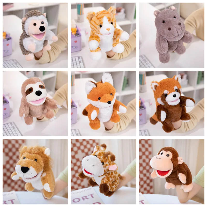 30 Stylów Pluszowe Zwierzątka Zabawki Pacynki na Palec Edukacyjne dla Niemowląt Małpa Żyrafa Krowa Pies Koń Prezent dla Dzieci