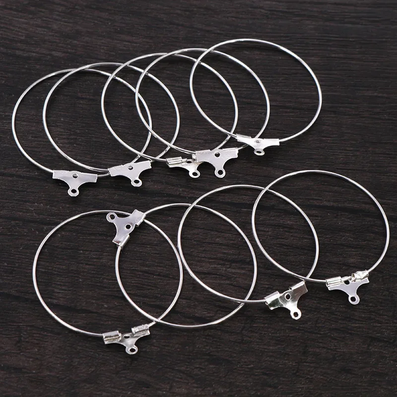 30pcs 20 25 30 35 40 45mm Hoop Earrings Big Circle Ear Wire Hoops Findings For DIY Jewelry Making Supplies Accessories