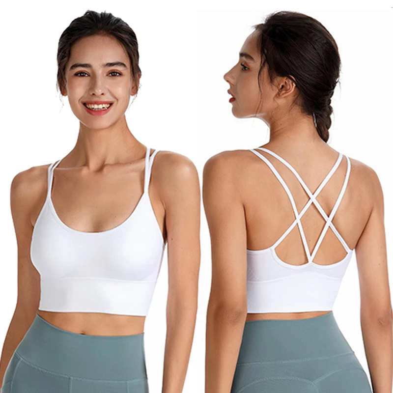 Sexy Damen-Tops mit Rückenkreuzgurten, Push-Up-Sport-BH, atmungsaktiver Fitness-Yoga-BH, Lifting-Effekt, Gym-Workout-BHs