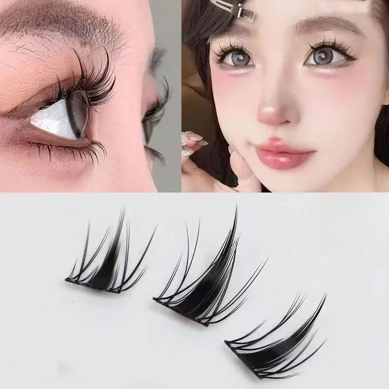 MIAOJIE DIY pestañas autoadhesivas en racimo 10 filas/caja, pestañas seccionadas estilo Manga sin pegamento aspecto Natural