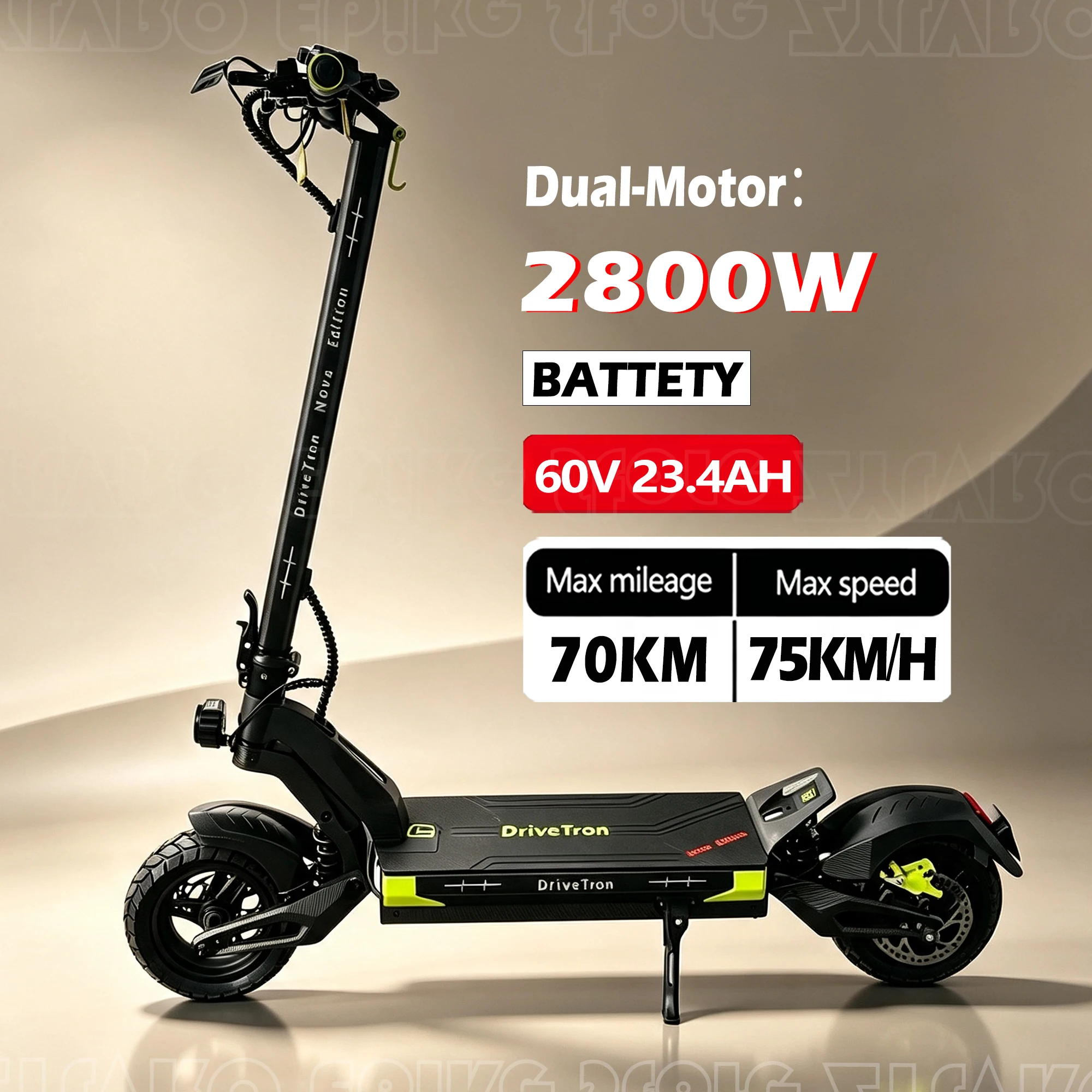 2026 Neue Nova Edition 2800W Dual-Motor 60V 23.4Ah Elektroroller für Erwachsene mit LCD-Display, 11-Zoll Offroad-Reifen, Höchstgeschwindigkeit von 75 km/h, Folk Elektroroller