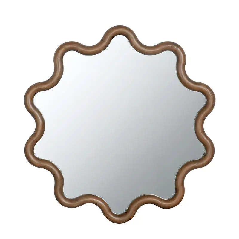 

31x30 Wooden Accent Mirror with Unique Frame for Living Room, Bedroom, or Entryway
