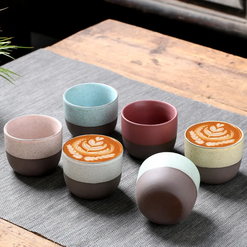 Creative Retro Master Kung Fu Tea Tasting Single   Style Coarse Pottery Handmade Ceramic Matte Kiln Change Cup