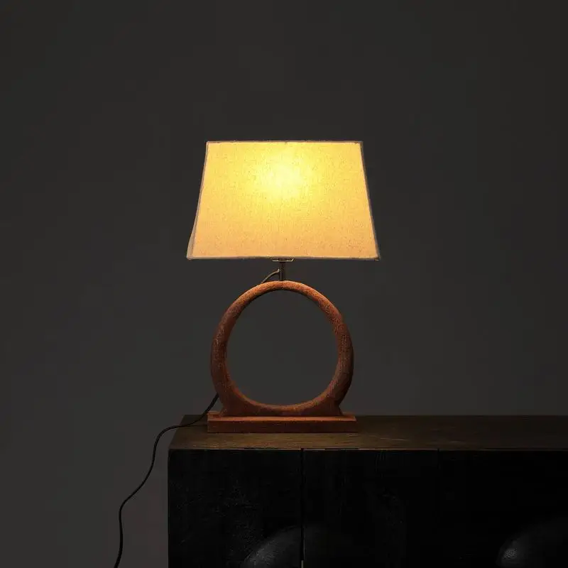 مصباح طاولة مزخرف بقاعدة خشبية لديكور المنزل وغرفة المعيشة وغرفة النوم، مقاس 15 × 10 × 21 بوصة #2