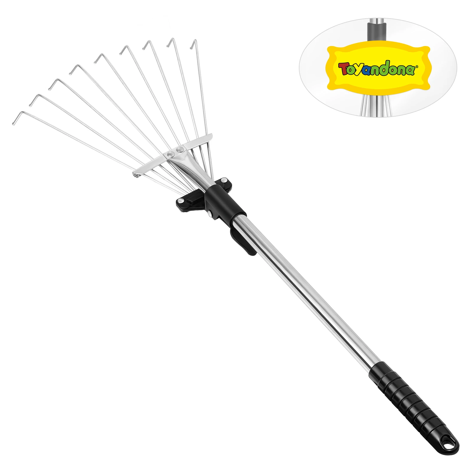 9 Teeth Telescopic Metal Rake Adjustable Retractable Leaves Rake For Garden Backyard Lawn Farm Cleaning Tools