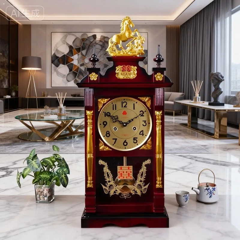 Mechanical Table Clock Wooden Vintage Desk Watch Large Decorative Living Room Tabletop Clocks Aesthetic Luxury Wall Watches