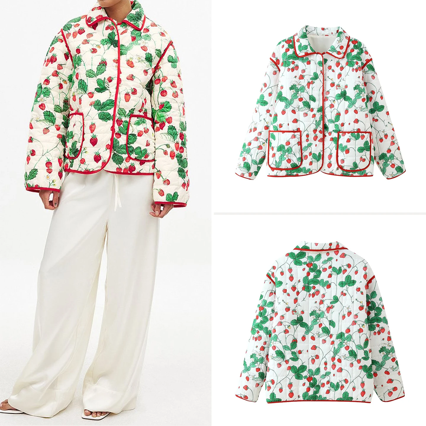 

Sweet Printed Outerwear Jacket Women's Style Personality Fashionable Autumn 2025 Zadata Cotton Coat Straight Cut Long Sleeve