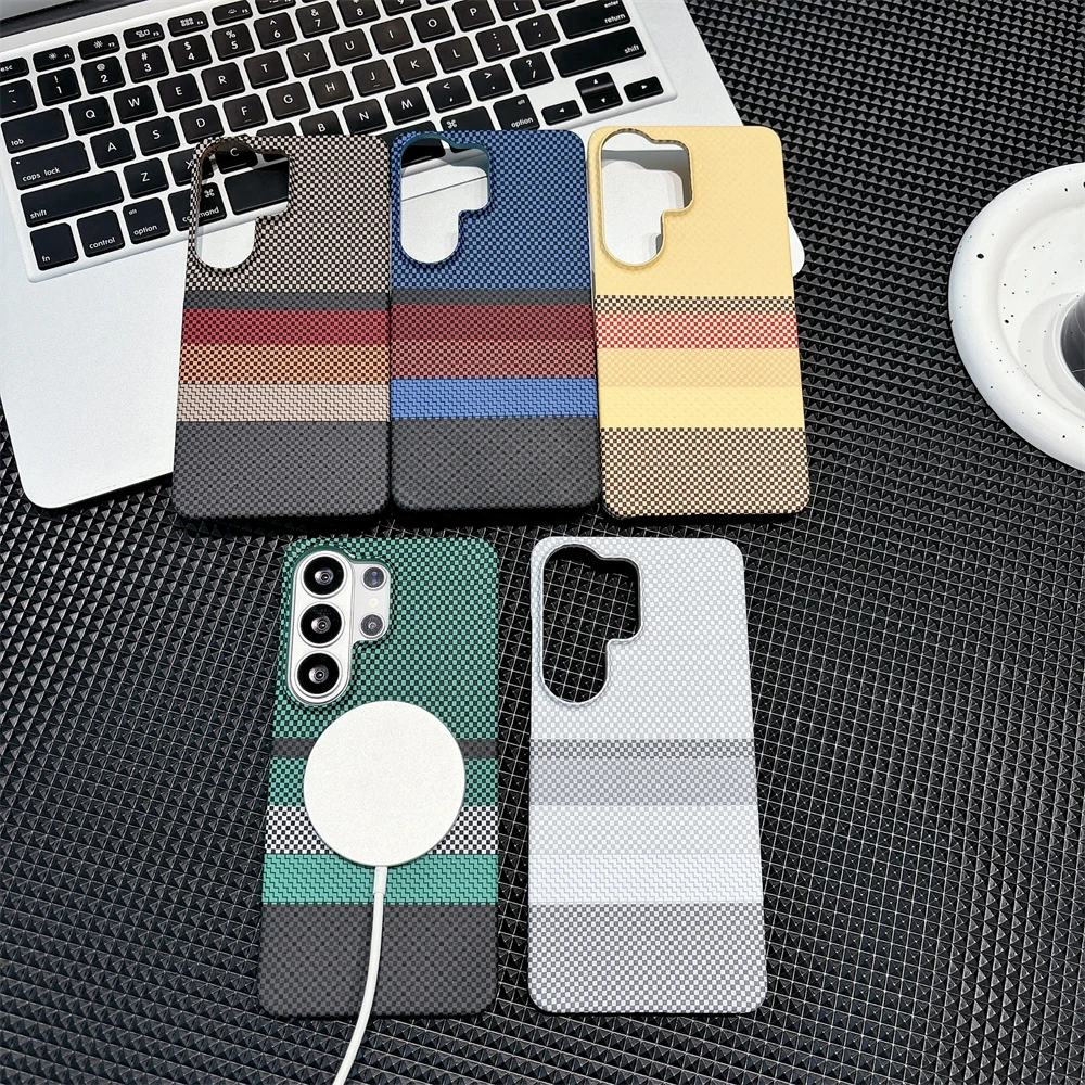 Ultra-thin Skin-friendly Carbon Fiber Pattern For Magsafe Case Samsung S26 Ultra S25 S24 S23 FE Plus Drop-Proof PC Hard Cover