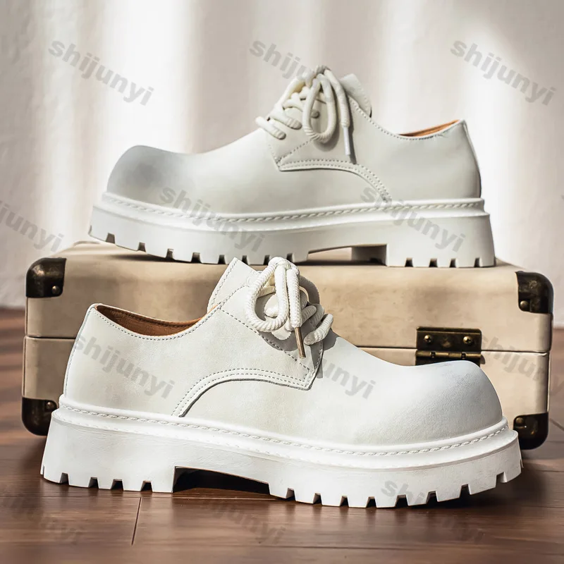 أحذية رجالية عادية 2025 جديد منخفض أعلى كبير تو خمر أحذية مكتنزة موضة الخياطة الدانتيل يصل منصة عدم الانزلاق أحذية رجالي #2