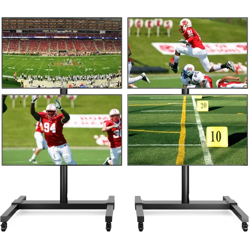 Rolling/Mobile TV Cart with Wheels 32 to 55 Inch LCD LED 4K Flat Curved Screen Vertical TVs-Height Adjustable Screen Tilt Ro